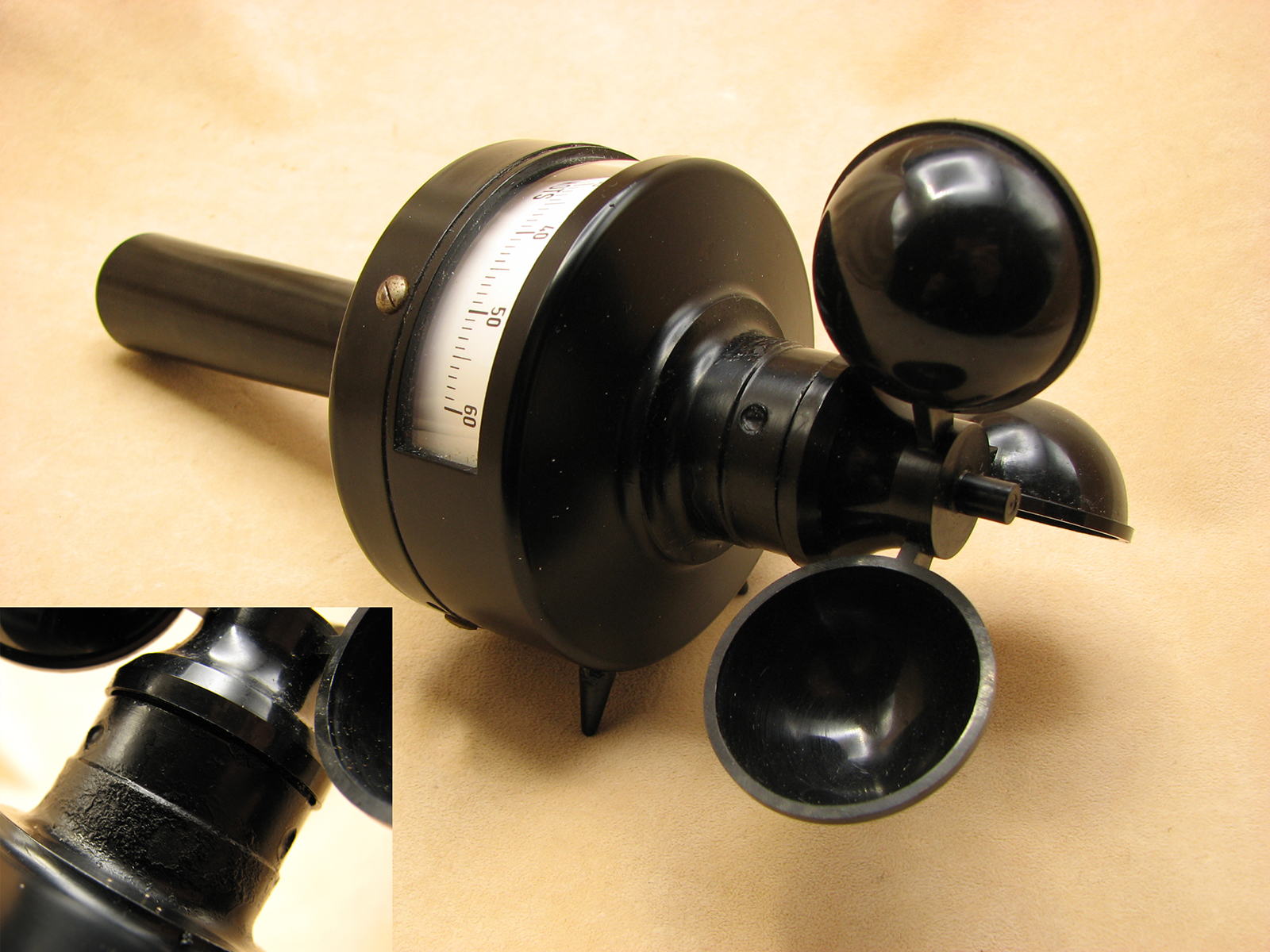 Wilhelm Lambrecht 3 cup hand held anemometer in fitted case
